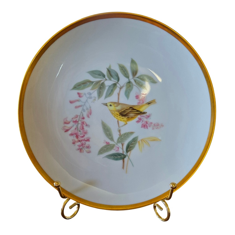 Hutschenreuther Selb Audubon Yellow Warbler Porcelain Plate Bavaria Germany Gold
